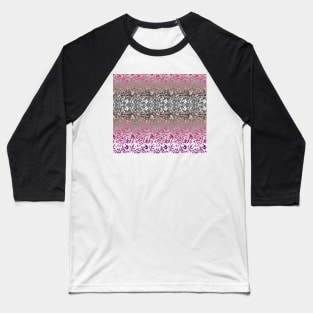 Pink and Gray Floral Pattern Baseball T-Shirt
